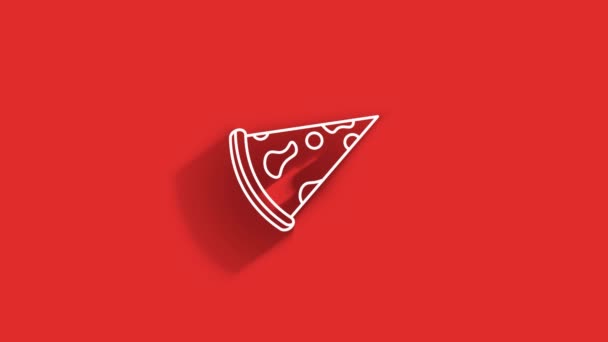 Slice of pizza shadow icon isolated on green background. Motion graphics. — Stock video