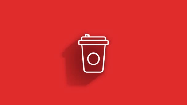 Coffee cup icon long shadow icon. Motion graphics. — Video