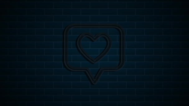 Social media neon icon design isolated on dark background. Outline web icon. Motion graphics. — Stock Video