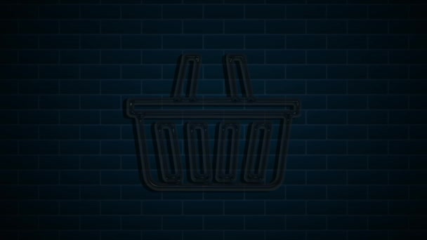 Shopping concept neon icon design. Outline web icoon. Bewegingsgrafiek. — Stockvideo