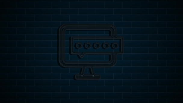 Cyber security neon icon on dark background. Security concept. Motion graphics. — Stock Video