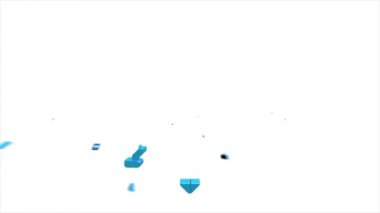 Sosyal medya 3D piksel ikon tasarımı beyaz arkaplanda izole edildi. Ana hatlı ağ simgesi. Hareket grafikleri.