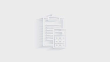 Ofis ikonu. Web 3D gölge simgesi seti. Ofis, her amaçla harika tasarım. Hareket grafikleri.
