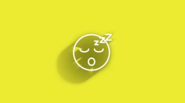 Gülümseyen Mutlu Emoji Sembolü Gölge, 4K Çözünürlük Döngüsü Hazır Dosyasında Sarı Arkaplan 'da Her Yerde Geçerken