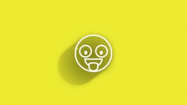 Gülümseyen Mutlu Emoji Sembolü Gölge, 4K Çözünürlük Döngüsü Hazır Dosyasında Sarı Arkaplan 'da Her Yerde Geçerken