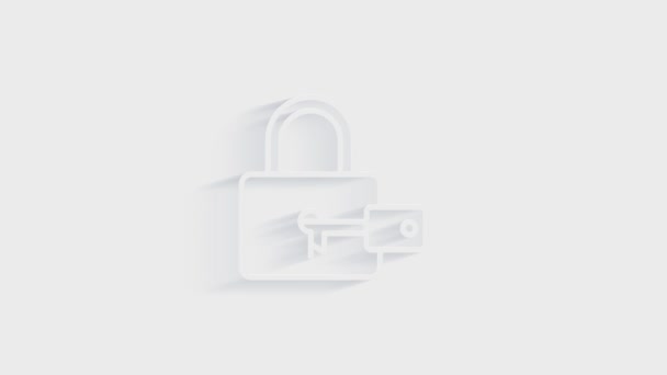 Cybersecurity 3D schaduw pictogram met schild en vinkje. Veiligheidsconcept. Bewegingsgrafiek. — Stockvideo