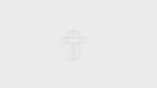 Shadow Christian cross icon isolated on green background. Church cross. Motion graphics. — Stock video
