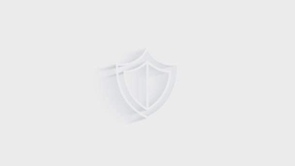 Cyber security 3D shadow icon with shield and check mark. Security concept. Motion graphics. — Stock Video