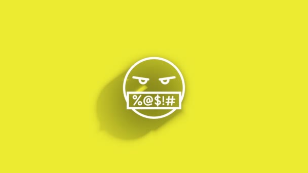 Onde Emoji-symbol mens skyggepassene rundt om på gul bakgrunn i 4K-resolusjonssløyfe klar fil – stockvideo