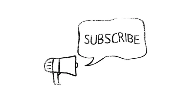 Konuşma baloncuğu olan megafon, beyaz ekran ile yaklaşan kanal başlığı bitiş kartı video slaytına abone oluyor. 4k