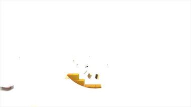 Beyaz arkaplanda artan sayı sayısına sahip 3B haha emoji düğmesi animasyonu