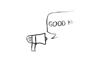 İyi haber metni animasyonu. Beyaz arka planda siyah kelime. 4K ve Full HD çözümleri. Davetiyeler, sosyal medya, giriş ve çıkışlar için mükemmel.