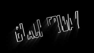 Kara Cuma animasyonu. Uçan çantaların arka planında Kara Cuma metni