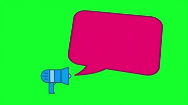 Konuşma baloncuğu ile megafon şimdi kayıt.. Animasyon metni. Yeşil arka planda altın kelime. Yüksek kalite 4K giriş açıcı