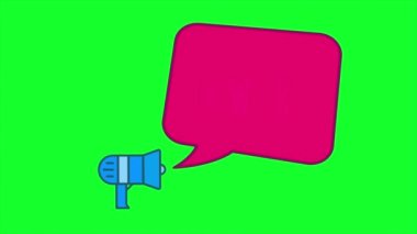 Sıkı çalışma metni animasyonu. Konuşma baloncuklu megafon. 4K ve Full HD çözümleri. Davetiyeler, sosyal medya, giriş ve çıkışlar için mükemmel.