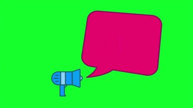 Konuşma baloncuklu megafon Tatil başlıklı animasyon. Metin girişi duyuruluyor