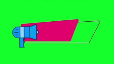 Konuşma baloncuklu Retro tarzı megafon Kara Cuma animasyonu. Uçan çantaların arka planında Kara Cuma metni