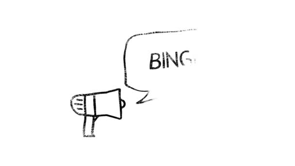 Megafone estilo retro com bingo bolha de fala. Bela animação do bingo de texto em fundo isolado — Vídeo de Stock