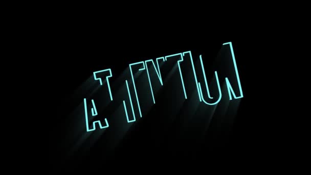 Neon attention animation warning design motion 4k — Vídeo de stock