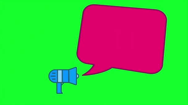 Мегафон с предупреждением анимации внимания пузыря речи движения 4k — стоковое видео
