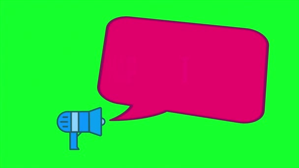 Happy Birthday Κείμενο χρυσό Animaiton, Happy Birth Day megaphone με ομιλία κείμενο φούσκα σε πράσινο φόντο οθόνη — Αρχείο Βίντεο