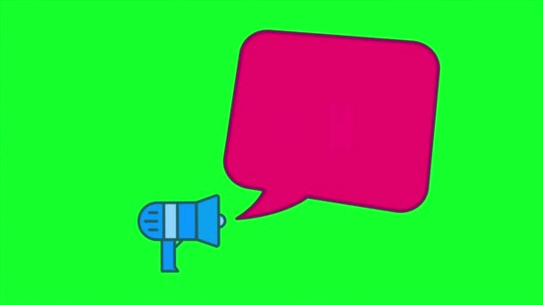 Mégaphone avec bulle vocale Bienvenue texte chroma animation clé — Video