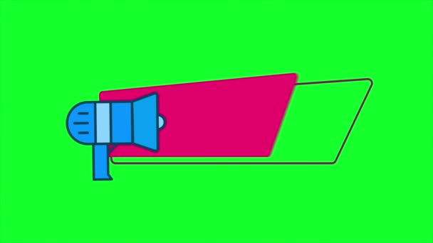 Megafon z bańki mowy Dziękuję kursywny tekst Transition Animacja na zielonym tle — Wideo stockowe