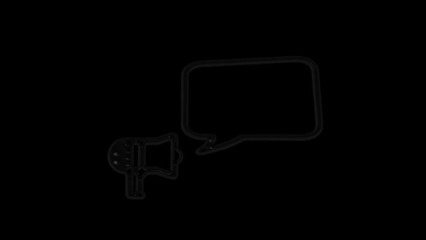 Megafone com bolha de fala 20 por cento fora de letras 3d girar sobre fundo branco — Vídeo de Stock