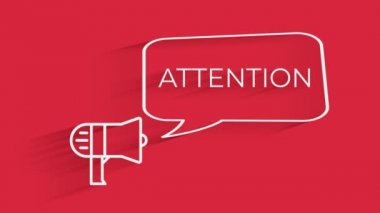 Konuşma baloncuğu ile megafon dikkat animasyon uyarı hareketi 4k