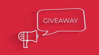 Metin animasyonunu ver. Konuşma baloncuklu megafon. 4K ve Full HD çözümleri. Davetiyeler, sosyal medya, giriş ve çıkışlar için mükemmel.