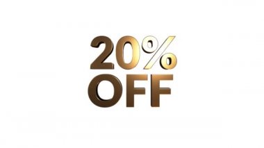 % 20 indirimli 3D harfler beyaz arkaplanda dönüyor
