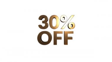 % 30 indirimli 3D harfler beyaz arkaplanda dönüyor
