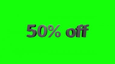 % 50 indirimli 3D harfler beyaz arkaplanda dönüyor