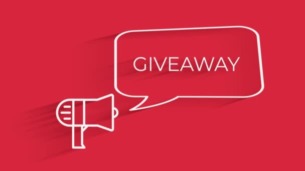 Animazione del testo Giveaway. Megafono con bolla vocale. Risoluzione 4k e Full HD. Perfetto per inviti, social media, introiti e outros — Video Stock