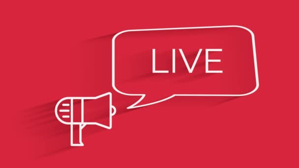 Megaphone με φούσκα ομιλίας LIVE Intro Τίτλος Πρότυπο βίντεο για την τηλεόραση, σε απευθείας σύνδεση, Blogger ή Streamer κανάλι. — Αρχείο Βίντεο