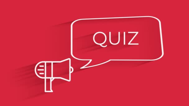 Konuşma baloncuklu megafon Quiz zamanı animasyon reklam metni. Başlık gösterimi — Stok video