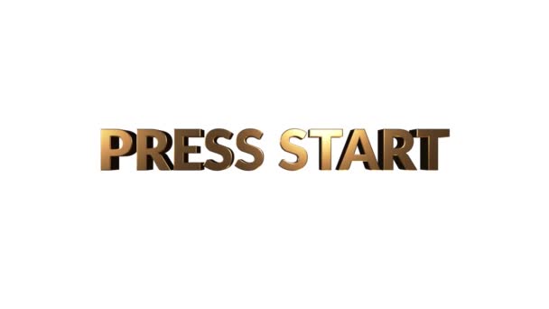 Animação do título PRESS START aparecendo em 3D estilo gráfico de fundo — Vídeo de Stock