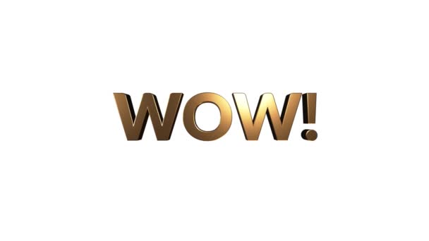 Word wow im 3D-Cartoon-Stil. Design-Textelement für Spiel, Branding. Fliegendes und rotierendes Objekt. Helle dynamische Animation auf einfachem Hintergrund. — Stockvideo