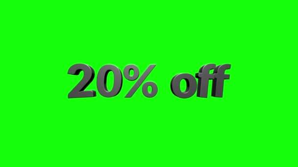 20 percent off 3d letters rotate on white background — Stock Video