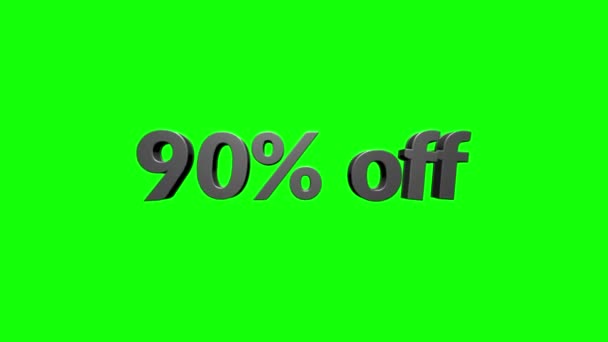 90 percent off 3d letters rotate on white background — Stock Video