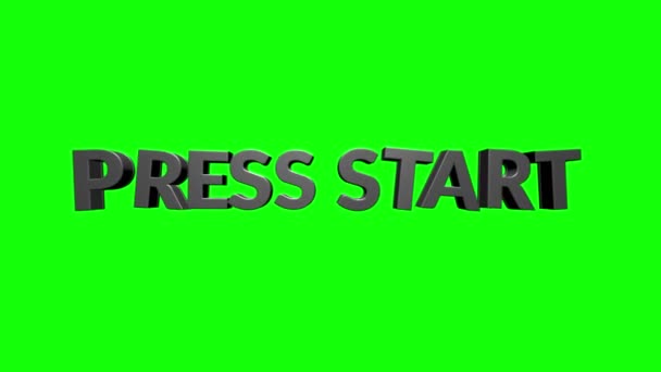 Animering av PRESS START titel visas på 3D-stil grafik bakgrund — Stockvideo