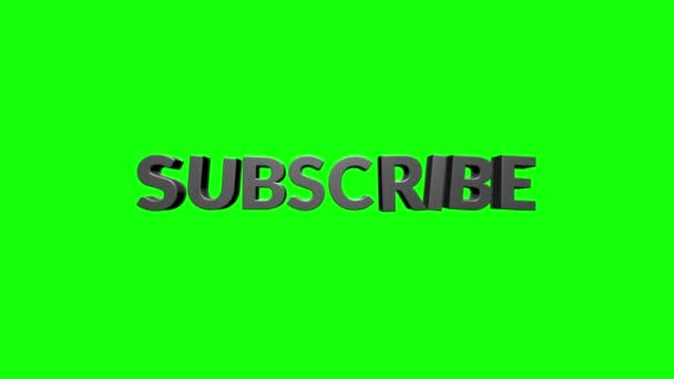 Animated subscribe to channel title end card video slide closing in with a green screen — 图库视频影像