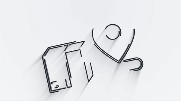 Harita yön bulma çizgisi gölge simgesi beyaz arkaplanda izole edildi. Ana hatlı ağ simgesi. Hareket grafikleri