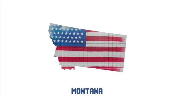 Montana Eyaleti, Amerika Birleşik Devletleri. Haritadaki canlandırılmış 3d piksel konum işaretleyicisi. Videonuzda ekranın şeffaflık moduyla kullanması kolay. 4k