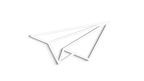Beyaz arka planda gri kağıt uçak çizgisi simgesi. Ön manzara. 4K Video hareketli grafik canlandırması.