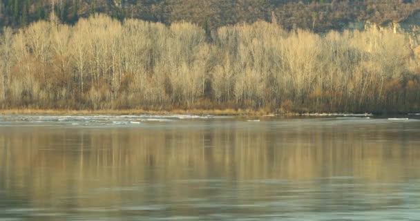 On the river float rare ice floe (timelaps) — Stock Video