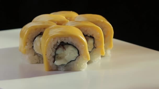 Rolls of sushi — Stock Video