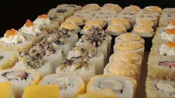 Rolls of sushi — Stock Video