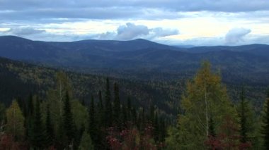 Sibirya Tayga, gün batımında manzara