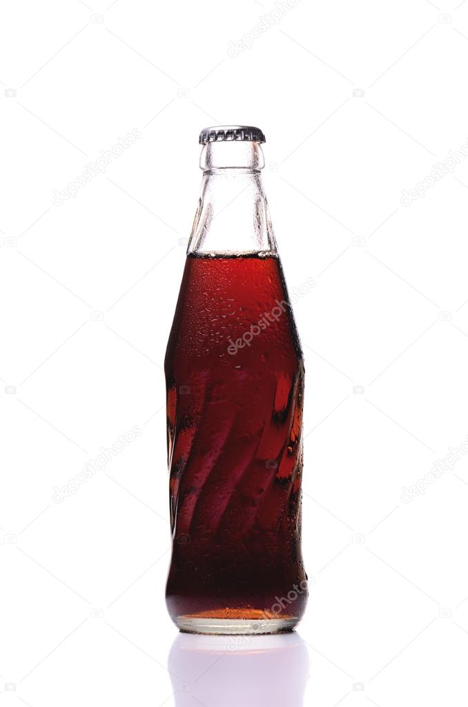 Cold glass of Coke bottle